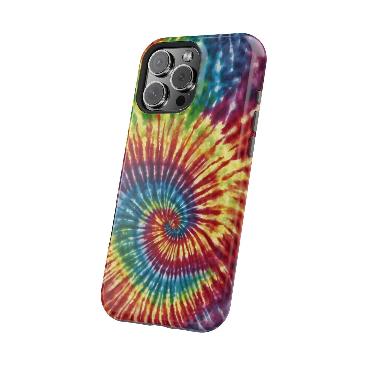 Vibrant Spiral Tie-Dye MagSafe Case – Retro Rainbow Design