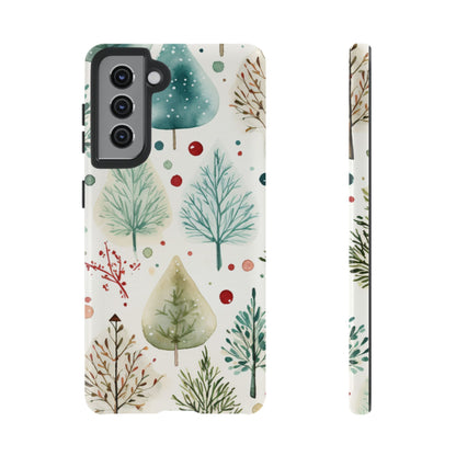 Watercolor Winter Trees Samsung Galaxy Case – Nature-Inspired, Holiday Theme Protective Cover