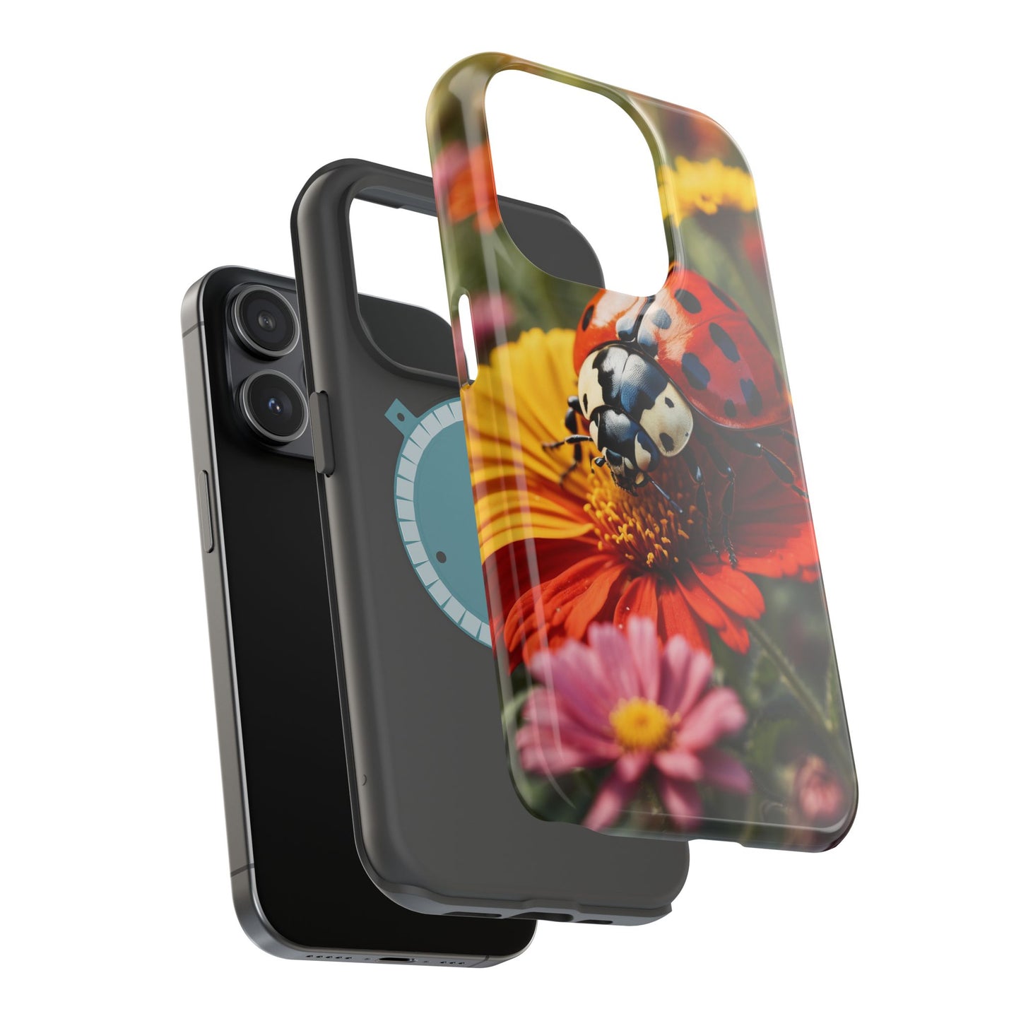 Ladybug on Orange Daisy - MagSafe iPhone Case