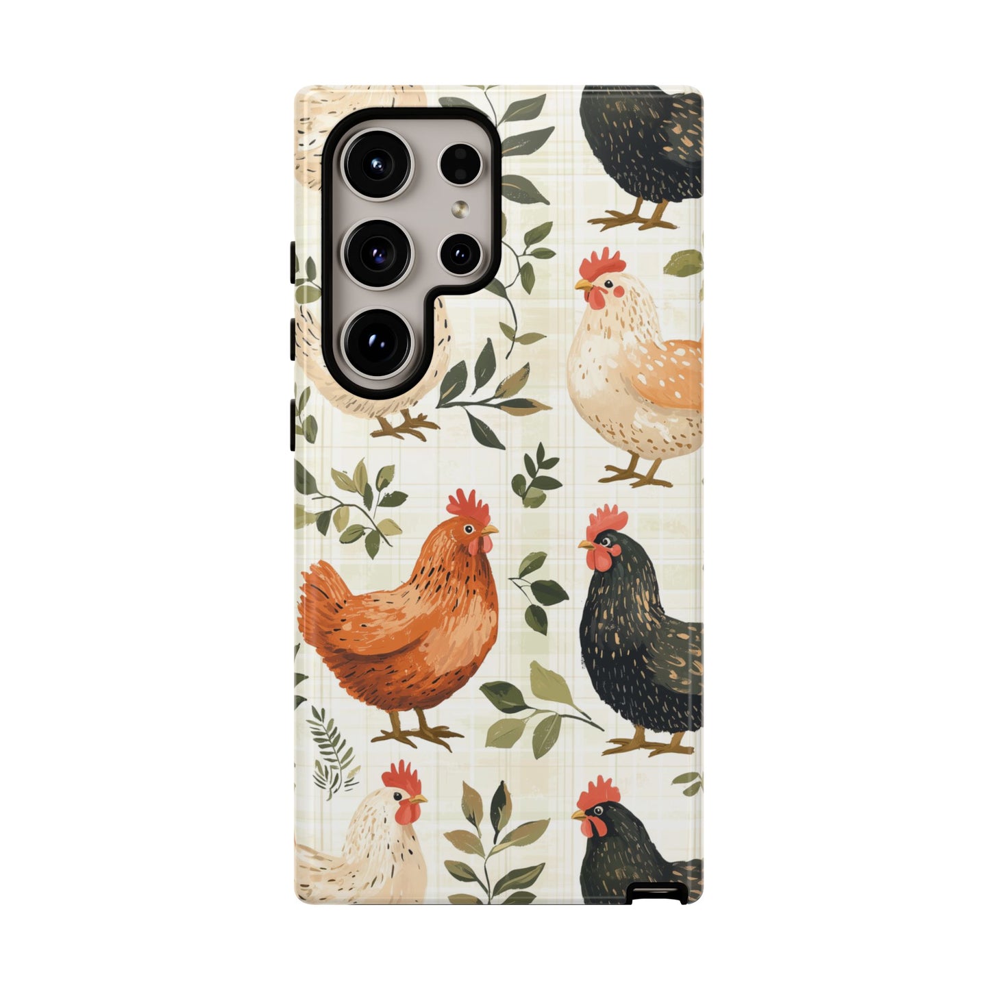 Samsung Galaxy Case: Vintage Chicken Farmhouse Case – Rustic Leaves Design