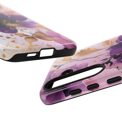 Elegant Purple & Gold Floral Samsung Galaxy Case - Luxe Flower Design