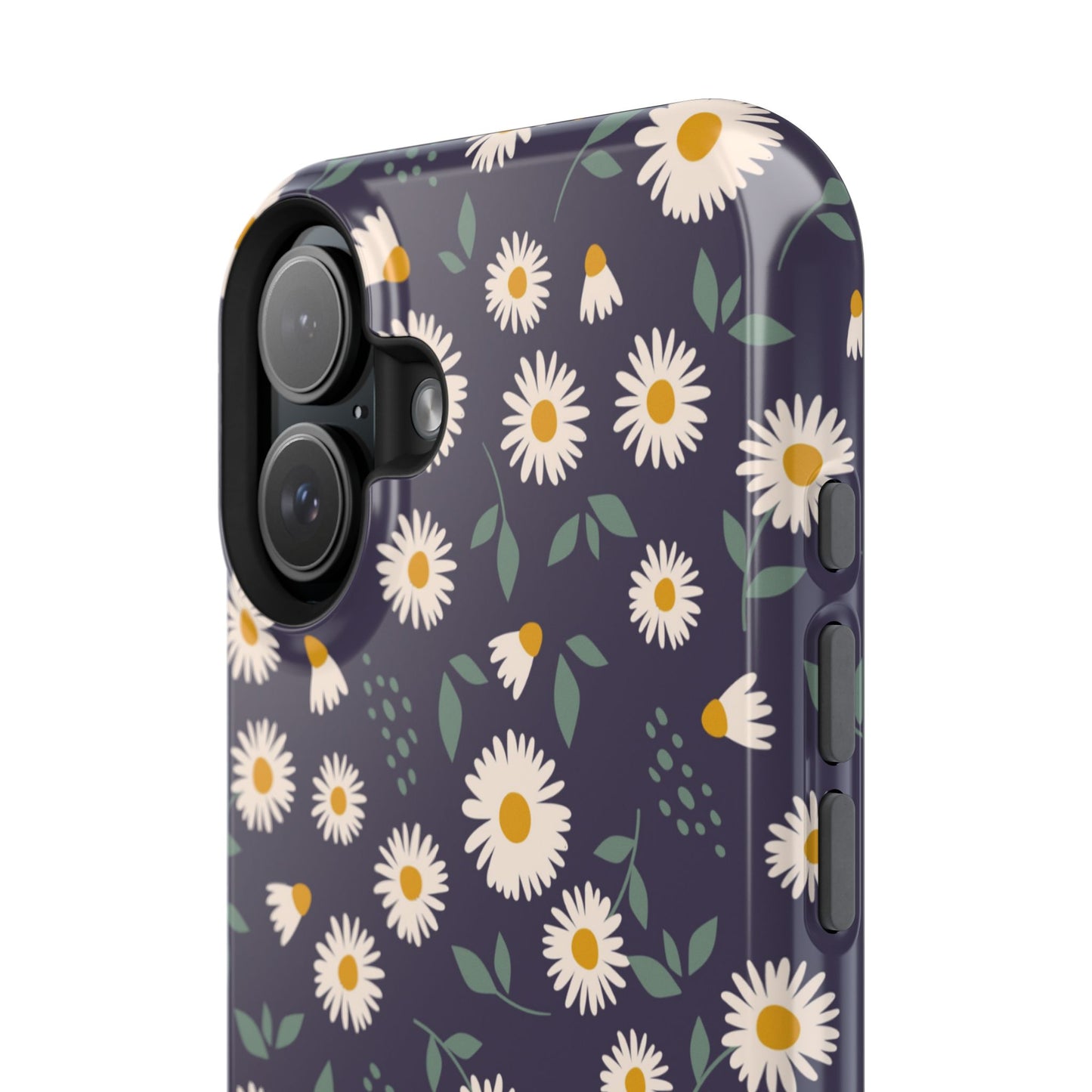 Midnight Daisy MagSafe iPhone Case – Dark Navy Floral Design, Slim and Protective