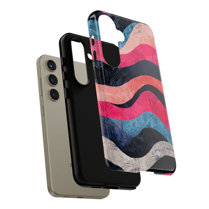 Abstract Wave Pattern Samsung Galaxy Case – Shockproof, Matte Finish, Dual-Layer Protection