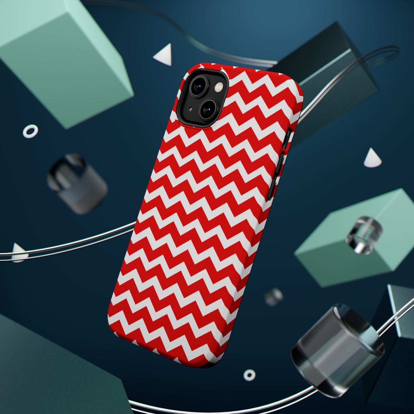 Bold Red & White Chevron – Modern Geometric MagSafe iPhone Case