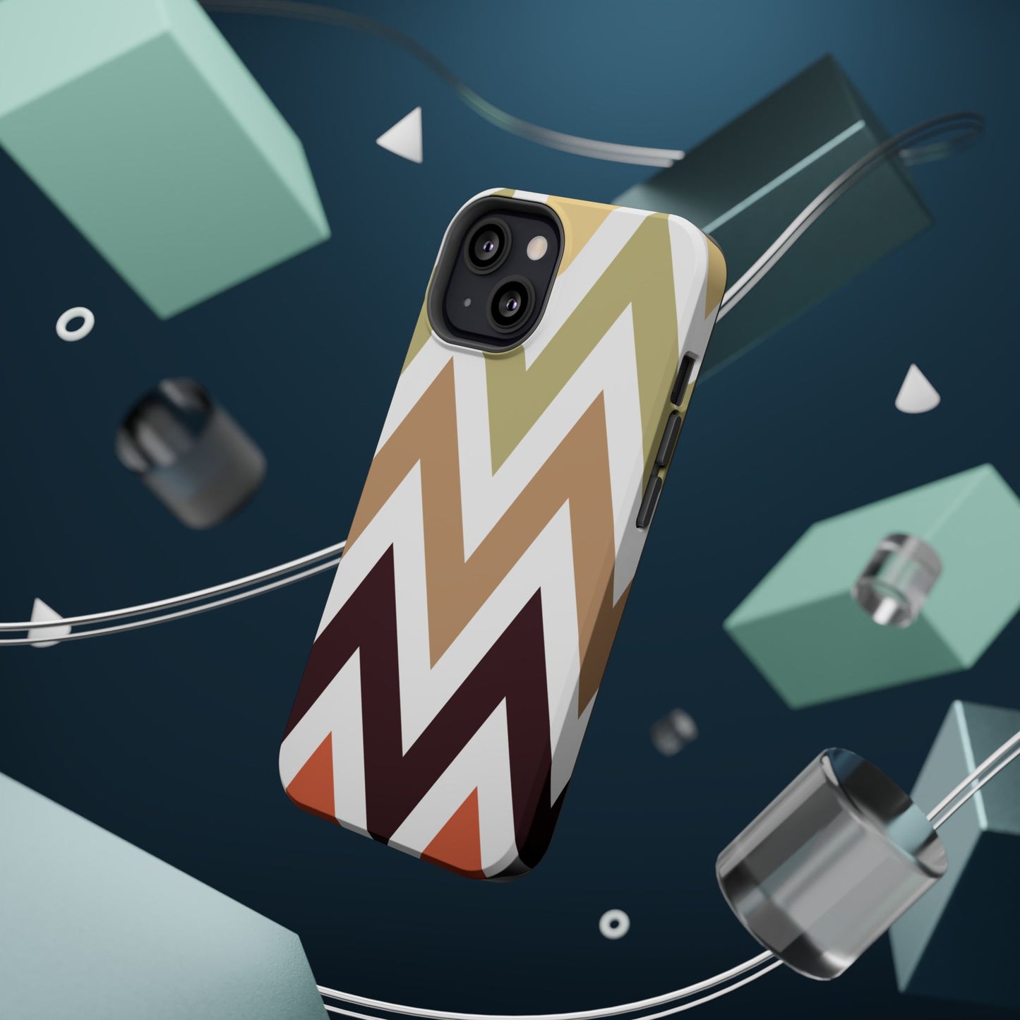 Earthy Chevron MagSafe iPhone Case – Boho-Inspired Design with Dual-Layer Protection