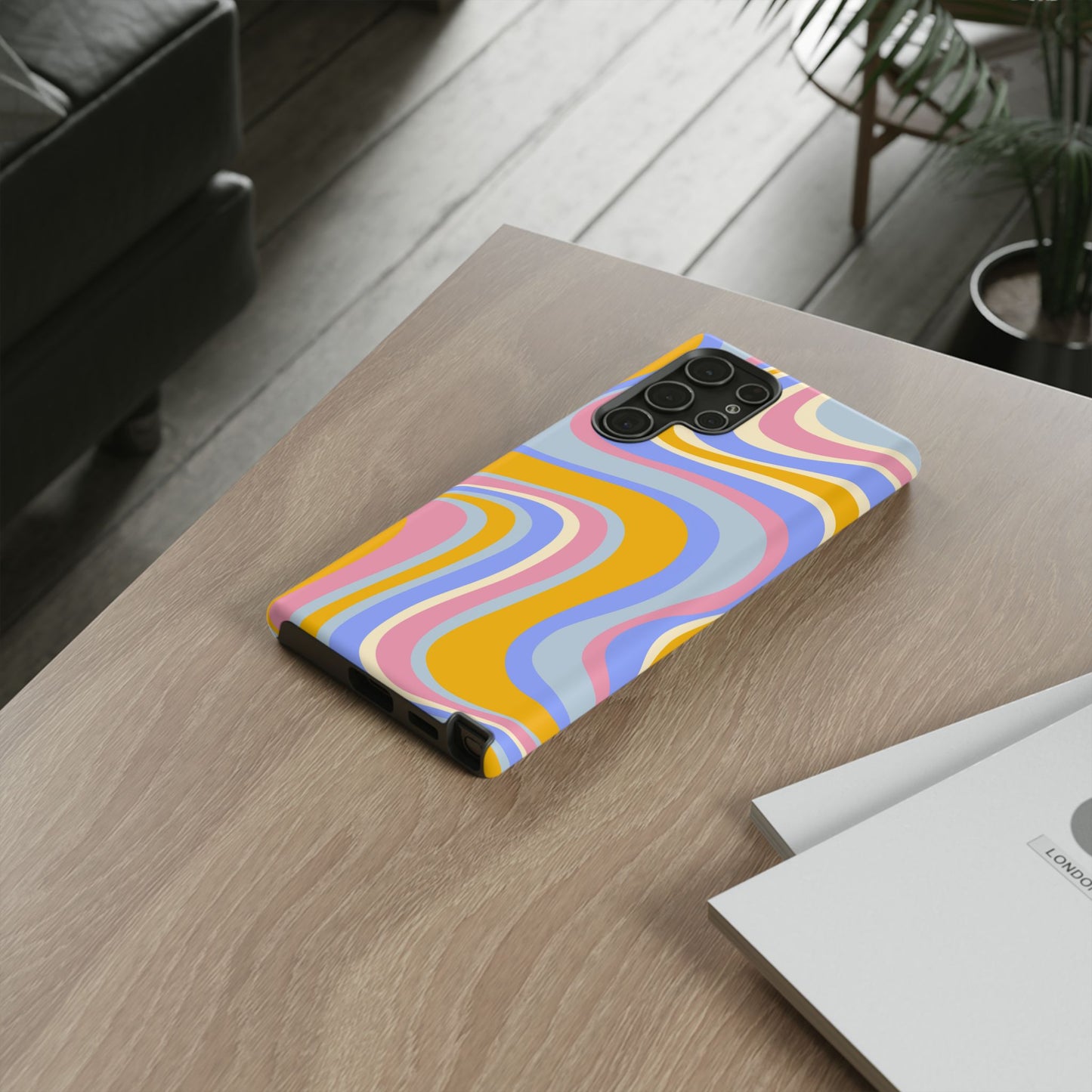 Groovy Pastel Waves Samsung Galaxy Case – 70s-Inspired Design with Dual-Layer Protection