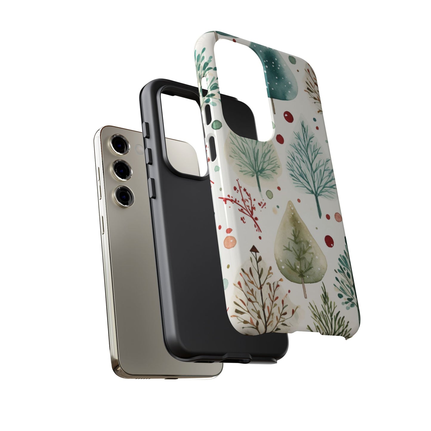 Watercolor Winter Trees Samsung Galaxy Case – Nature-Inspired, Holiday Theme Protective Cover