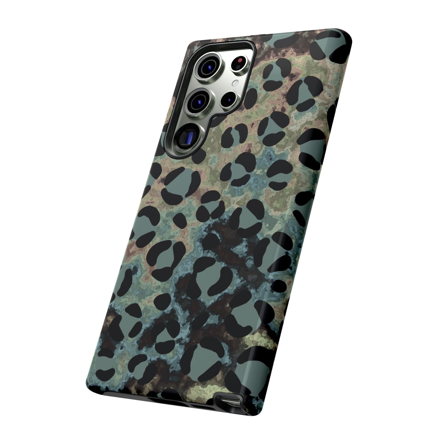 Moody Watercolor Leopard Print Tough Samsung Galaxy Case – Earthy Abstract Pattern with Dual-Layer Protection