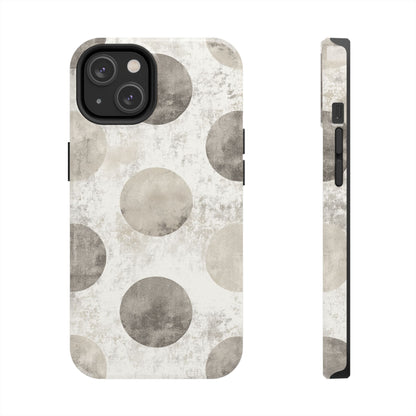 Vintage Polka Dot iPhone Case - Minimalist Neutral Protective Cover