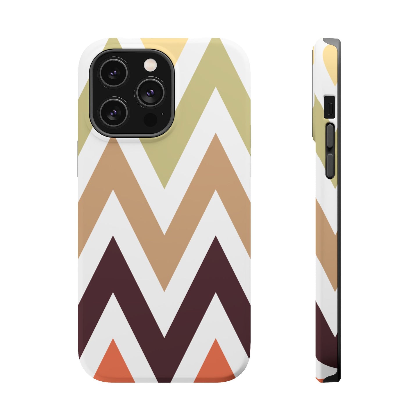 Earthy Chevron MagSafe iPhone Case – Boho-Inspired Design with Dual-Layer Protection