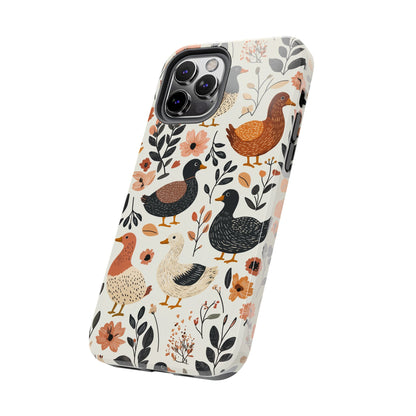 Farm Duck & Flowers iPhone Case – Vintage Floral Design