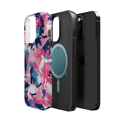 Vibrant Pink & Navy Abstract Splash – MagSafe iPhone Case