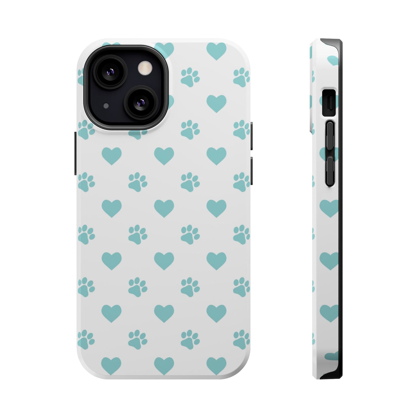 Mint Green Paw Print & Heart MagSafe Case – Pet Lover’s Magnetic Style