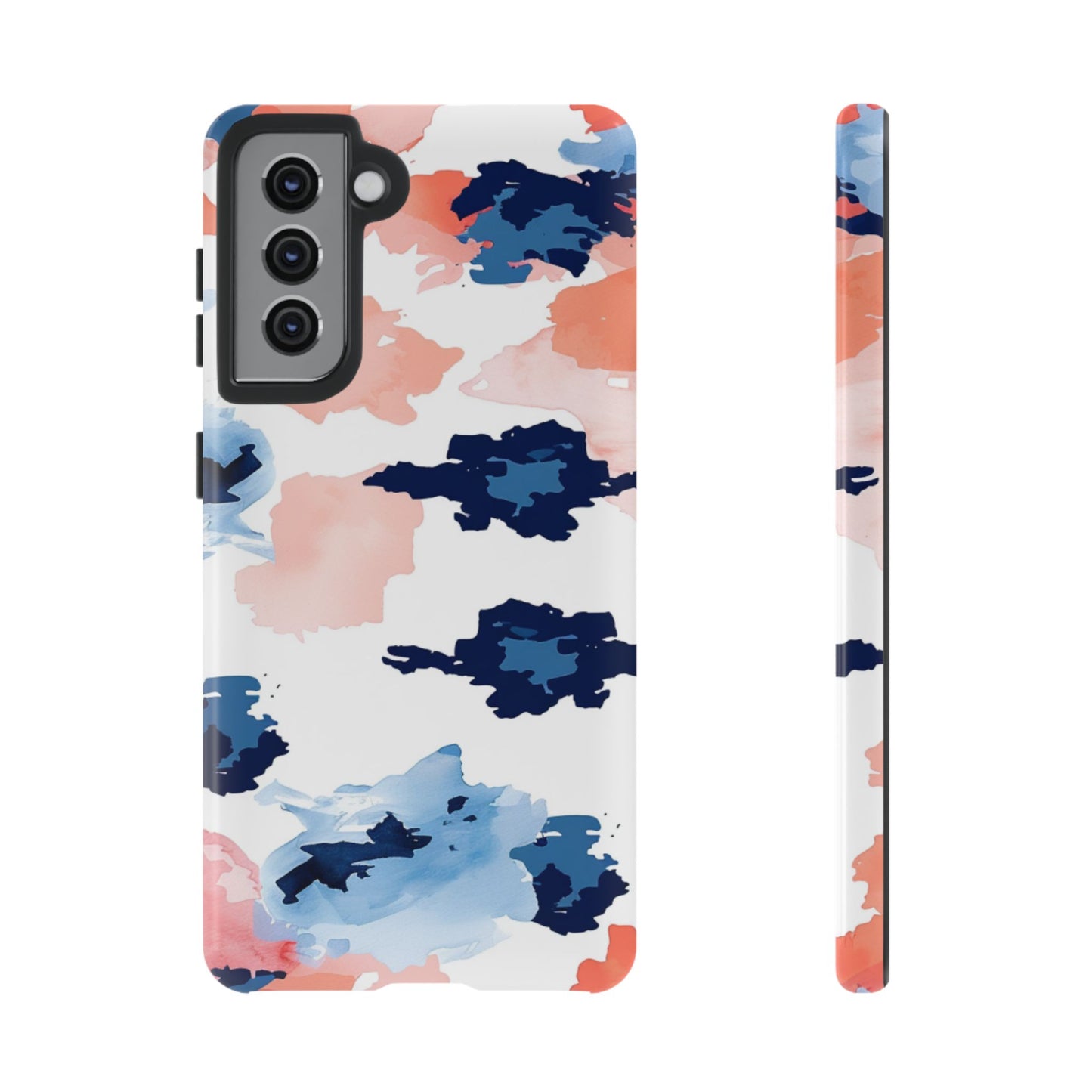 Abstract Coral & Navy Watercolor Design – Samsung Galaxy Case