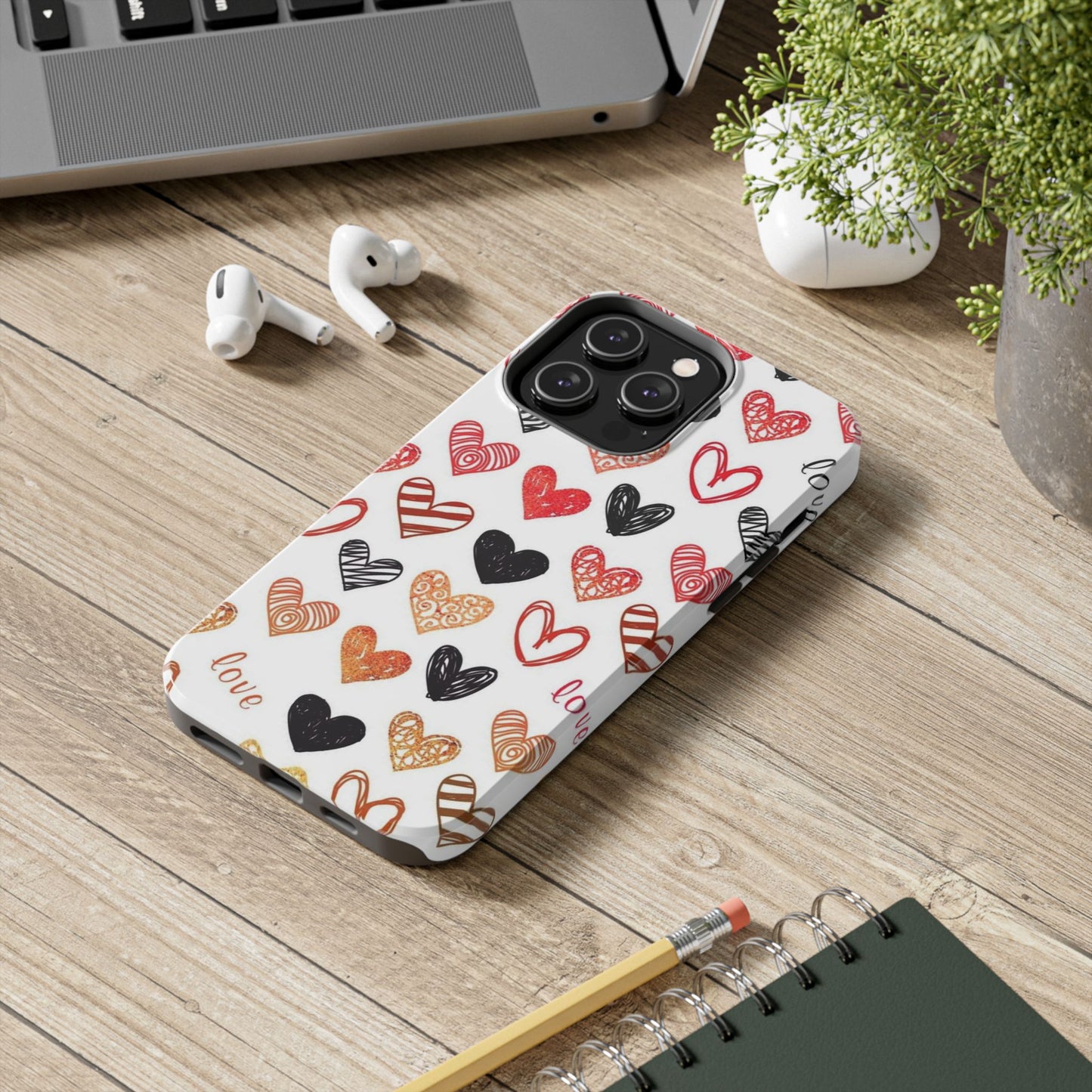 iPhone Case: Hand-Drawn Hearts & Love