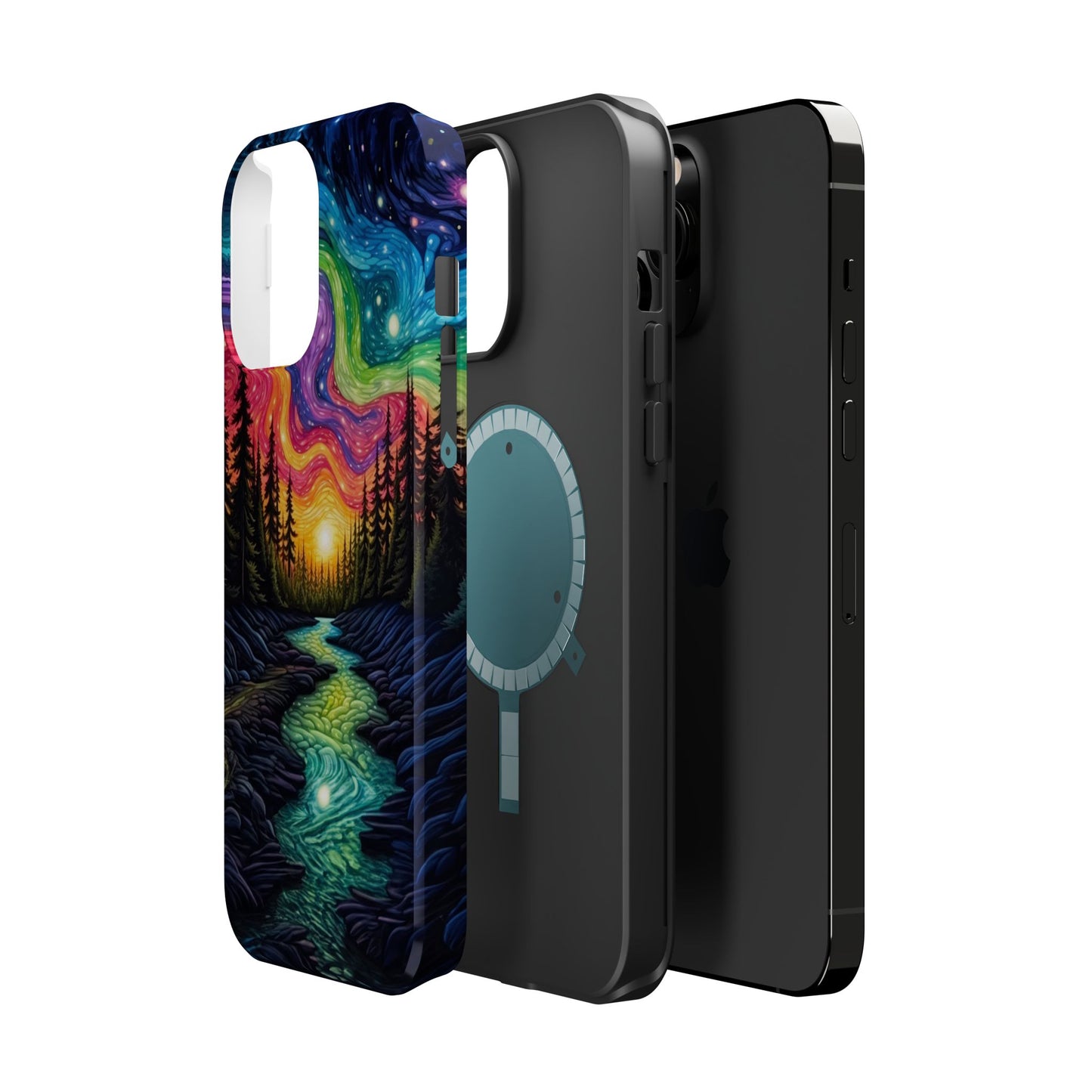 Celestial Nightscape MagSafe iPhone Case – Vibrant River and Starry Sky Design