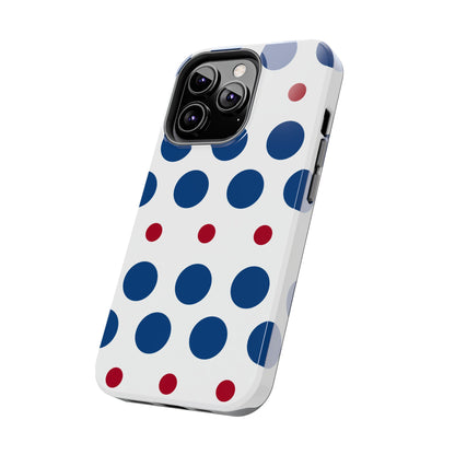 Bold Navy & Red Polka Dot Pattern – iPhone Case