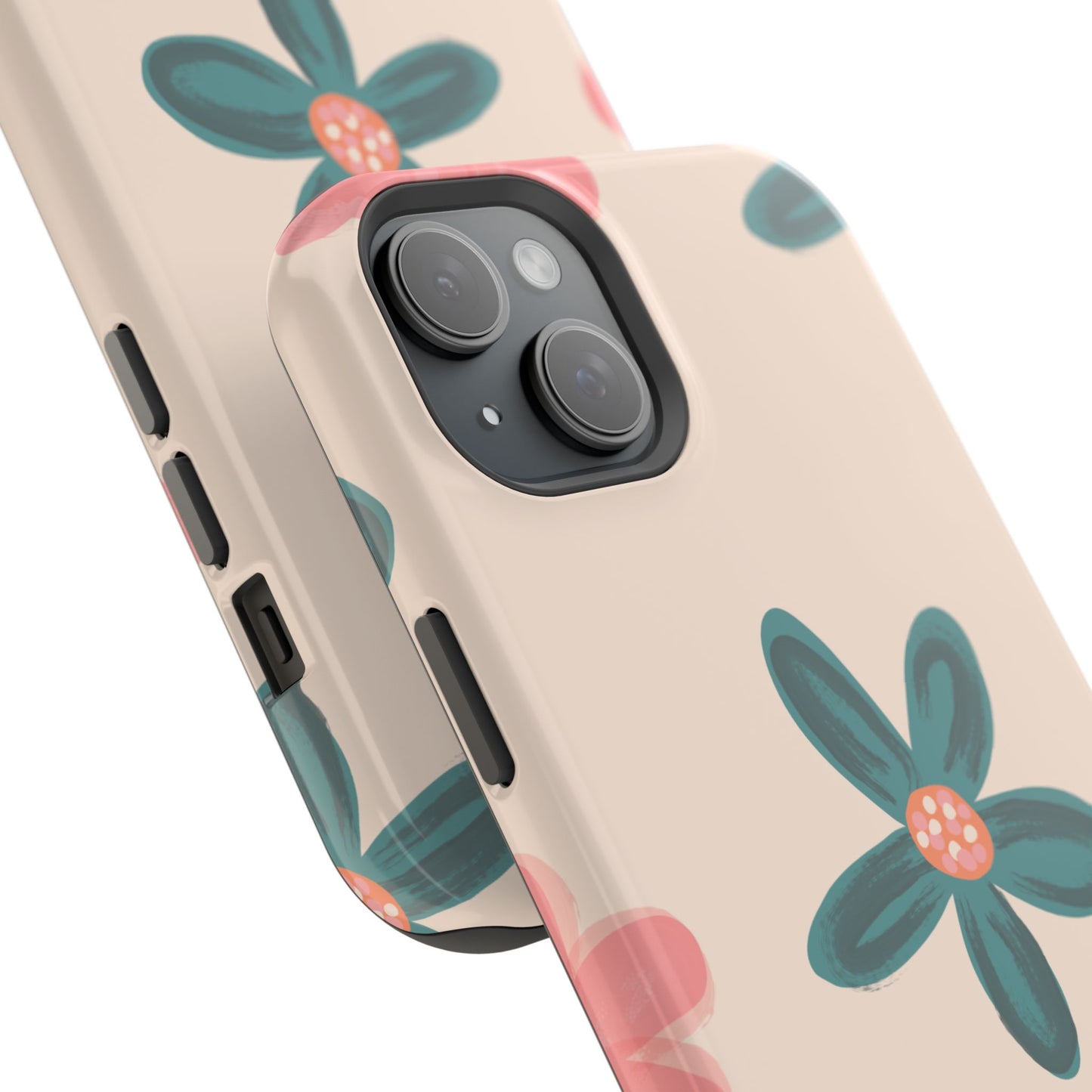 Vintage Floral Tough MagSafe iPhone Case – Soft Matte Finish with Dual-Layer Protection