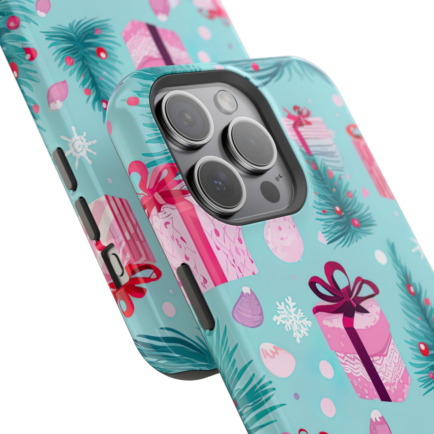 Festive Pink Christmas Gifts and Evergreen MagSafe iPhone Case – Holiday Theme, Protective Cover