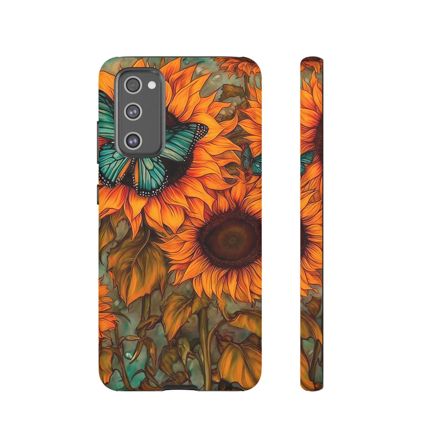 Vintage Blue Butterfly & Sunflower Art – Samsung Galaxy Case