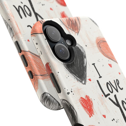 Romantic "I Love You" Heart Sketch - MagSafe Compatible Case