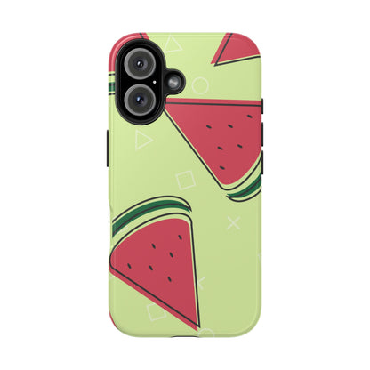 Watermelon Slice iPhone Case – Fresh & Fun Design with Retro Geometric Pattern