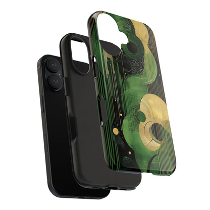 Abstract Green & Gold iPhone Case - Geometric Art Deco Protective Cover