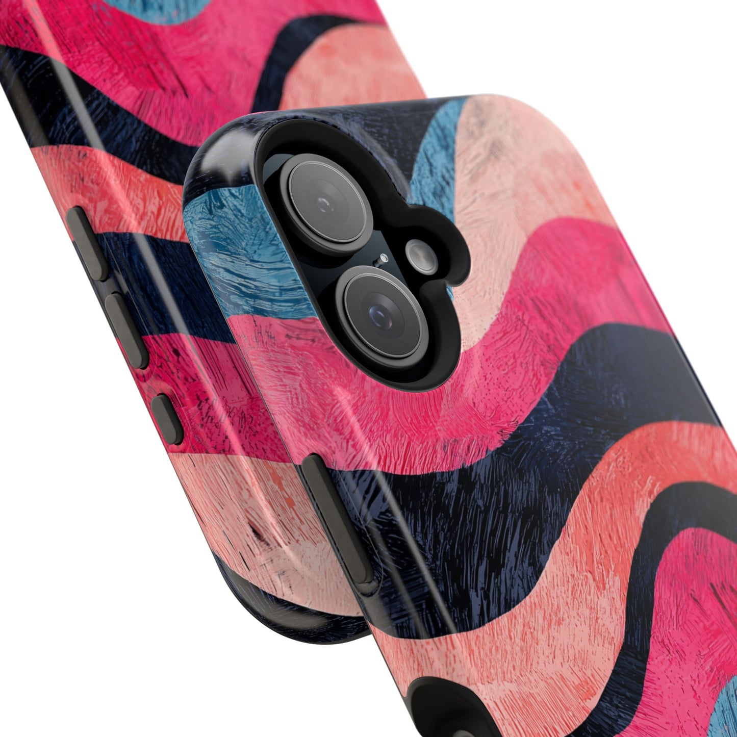 Abstract Wave Pattern MagSafe iPhone Case – Shockproof, Matte Finish, Dual-Layer Protection