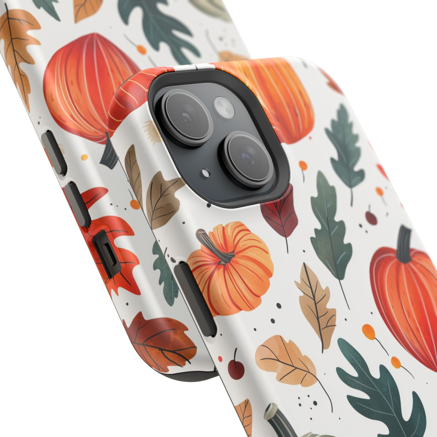 Autumn Harvest MagSafe iPhone Case - Pumpkin and Fall Leaf Design