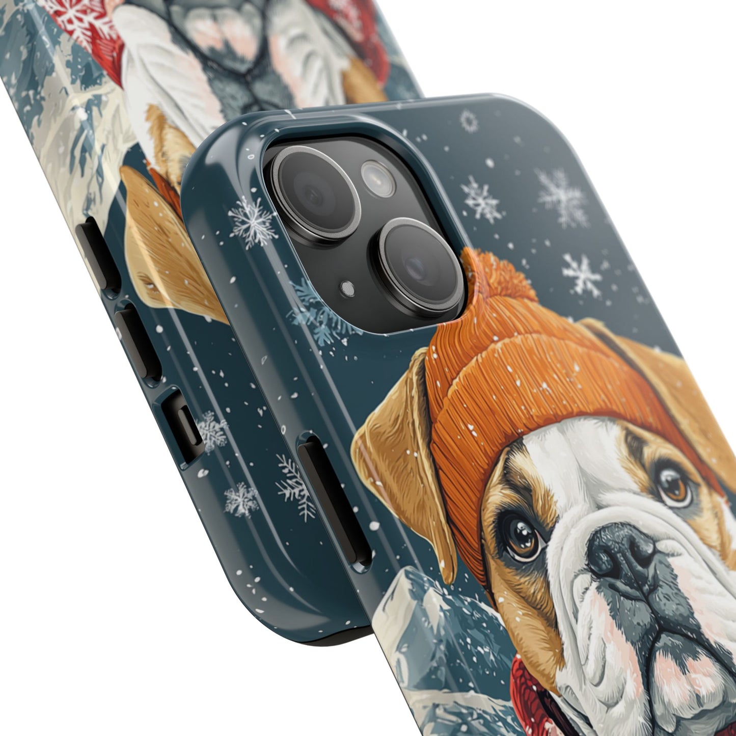 Cozy French Bulldog iPhone Case – Rustic Fireplace Protective Cover