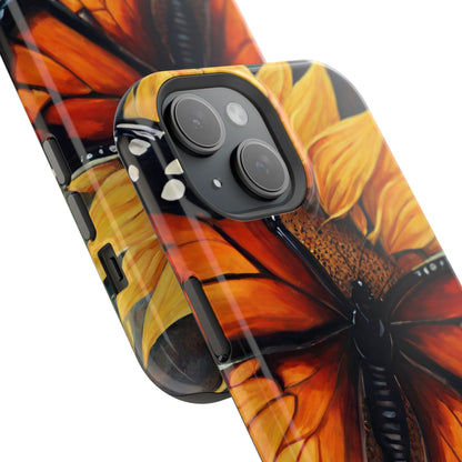 Monarch Butterfly & Sunflower Art – MagSafe iPhone Case