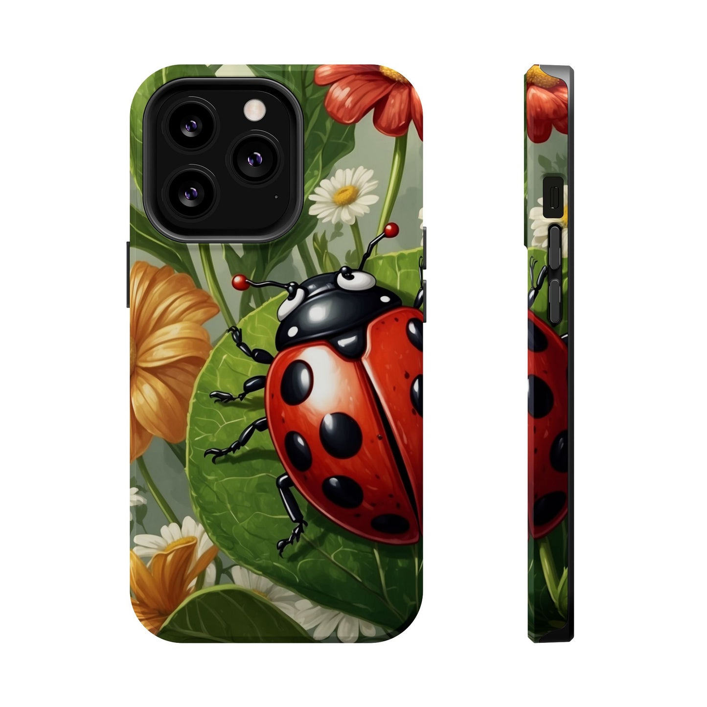 Ladybug Garden MagSafe iPhone Case – Whimsical Floral Design