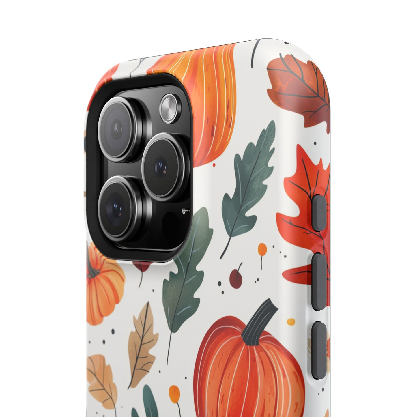 Autumn Harvest MagSafe iPhone Case - Pumpkin and Fall Leaf Design