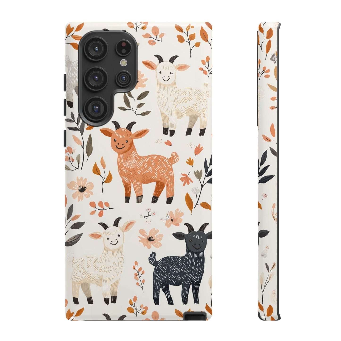 Samsung Galaxy Case: Smiley Goats & Dried Flowers – Vintage Charm