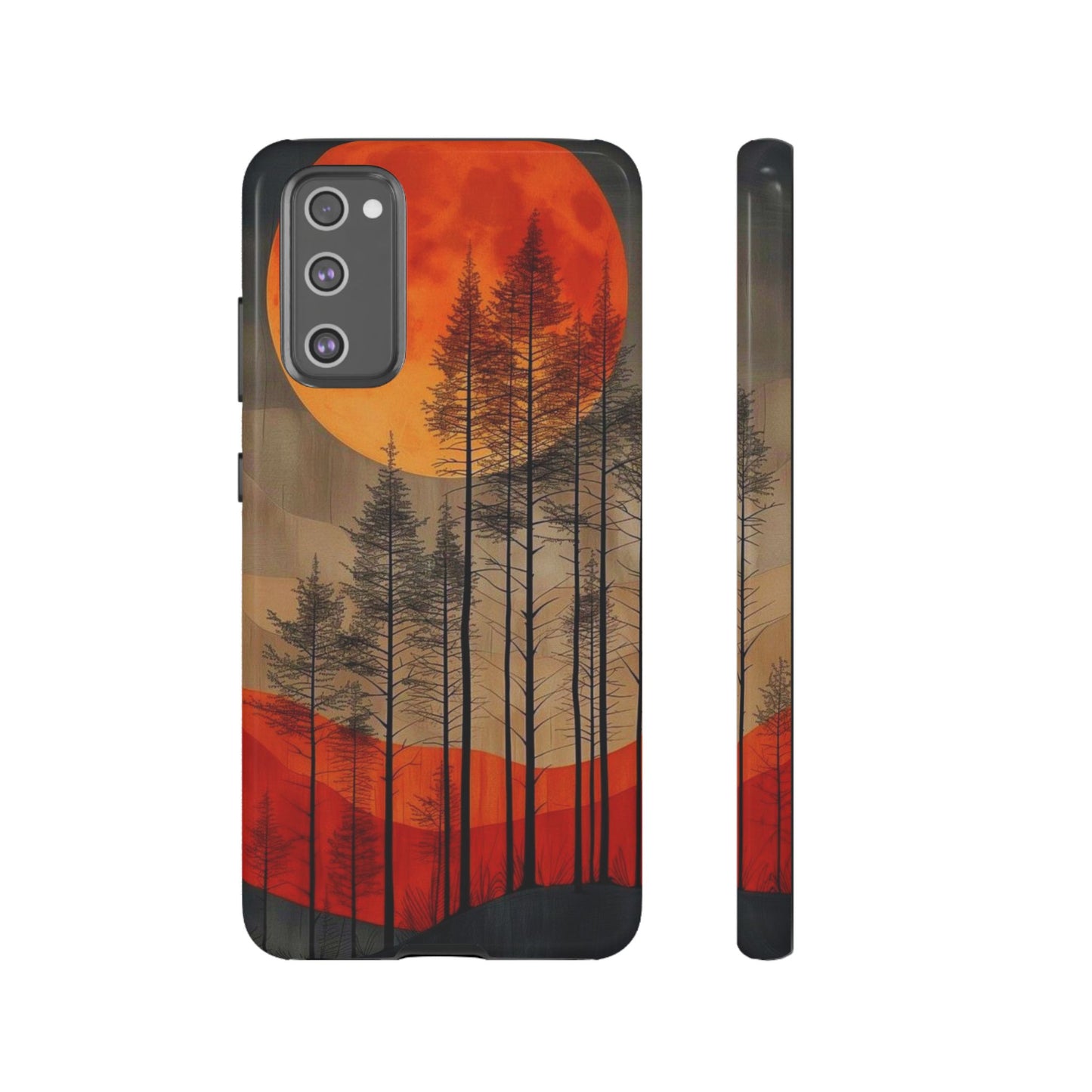 Moody Forest Moonrise Samsung Galaxy Case – Dark Landscape Design, Dual-Layer Protection