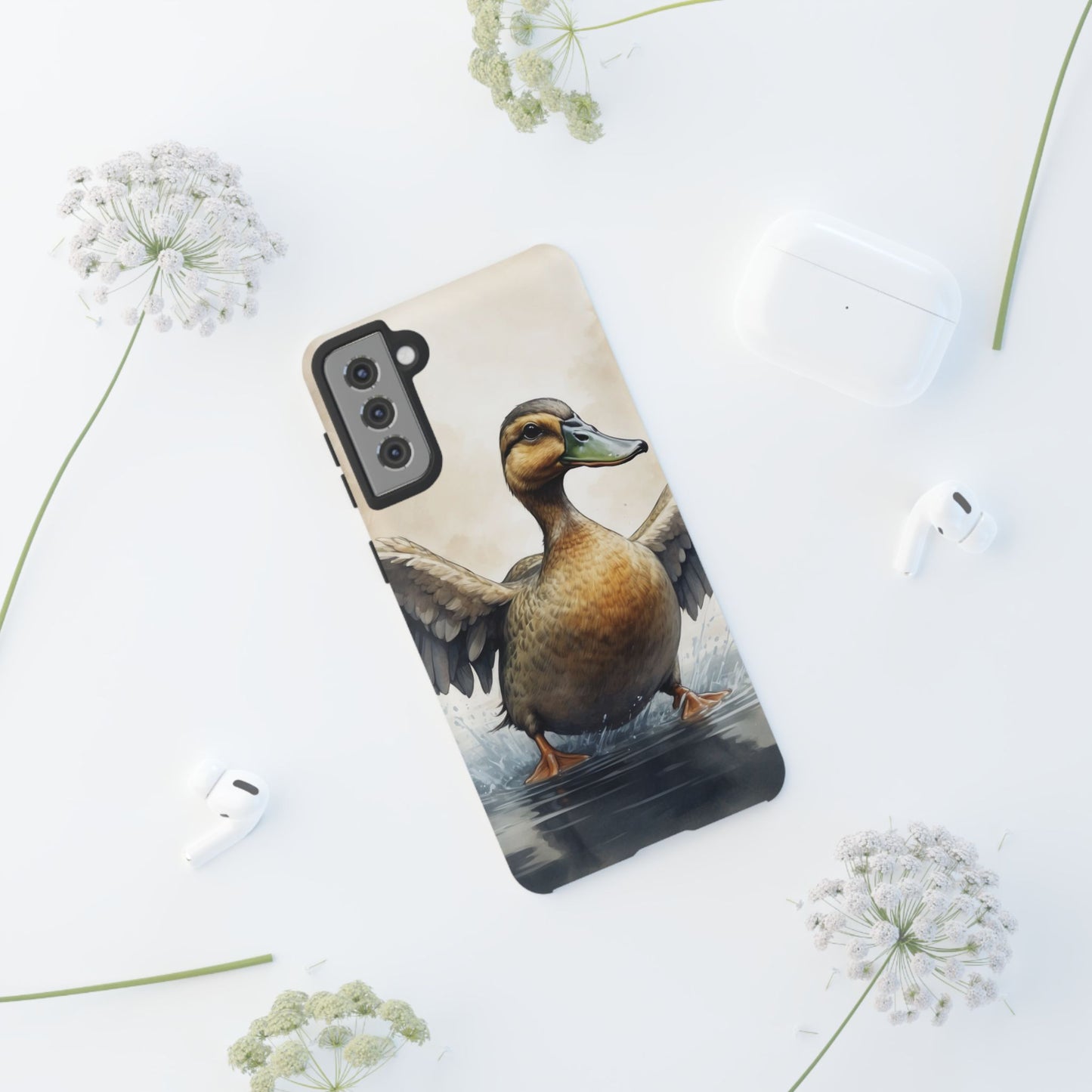 Graceful Duck in Watercolor Scene - Samsung Galaxy Case