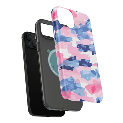 MagSafe Case: Dynamic Pink & Navy Brushstroke Art