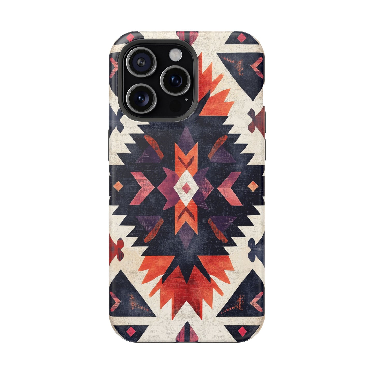 Boho Tribal Starburst Tough MagSafe iPhone Case – Vibrant Geometric Design, Dual-Layer Protection