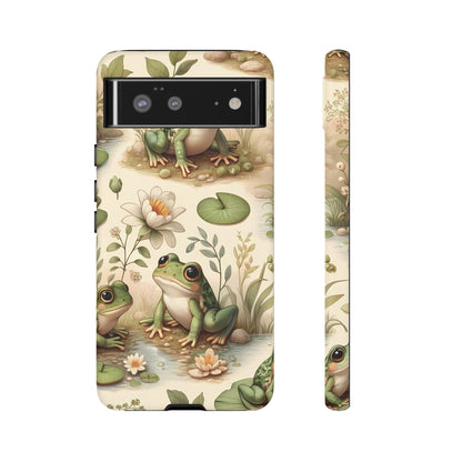 Cute Frogs Phone Case - Pond Pals Frolic - Charming Frog Lily Pad Phone Case for iPhone, Google & Samsung! Great Gift For Any Frog Lover!