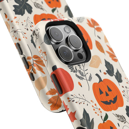 Spooky Pumpkin & Skeleton MagSafe iPhone Case – Halloween Jack-O'-Lantern Design