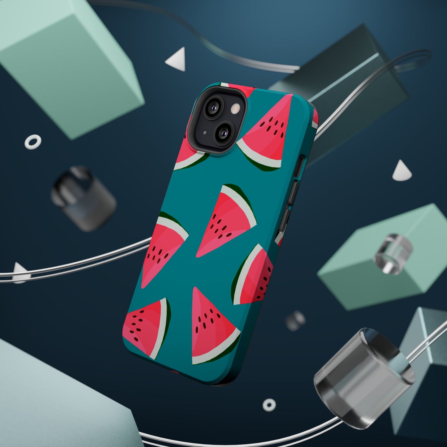 Watermelon Bliss MagSafe iPhone Case – Vibrant Summer Fruit Design on Teal Background