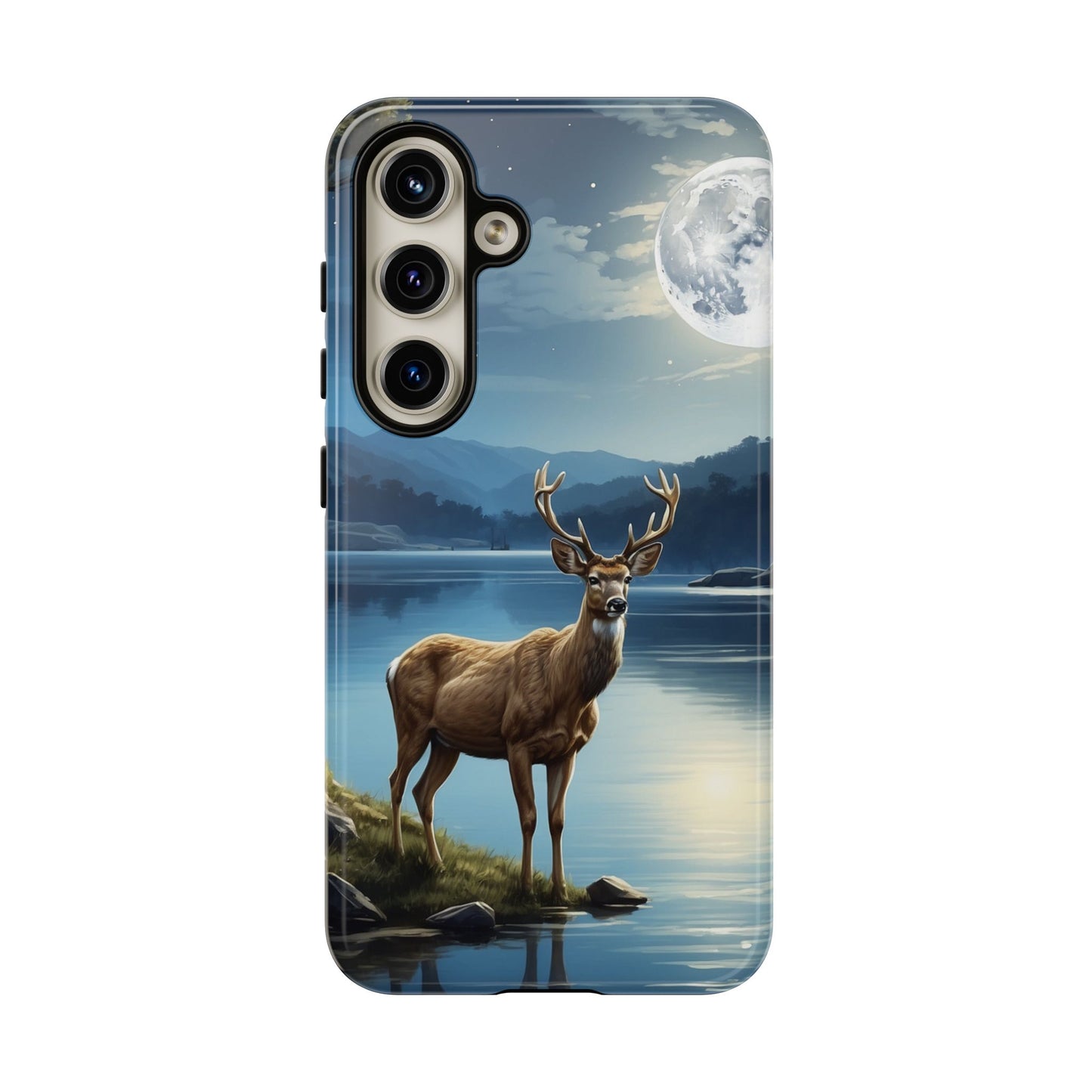 Moonlit Elegance: Stag by the Lake – Samsung Galaxy Case