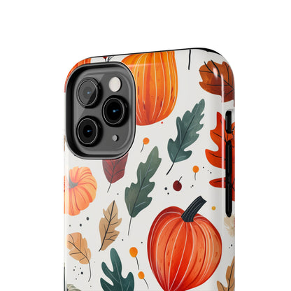 Autumn Harvest iPhone Case - Pumpkin and Fall Leaf Design