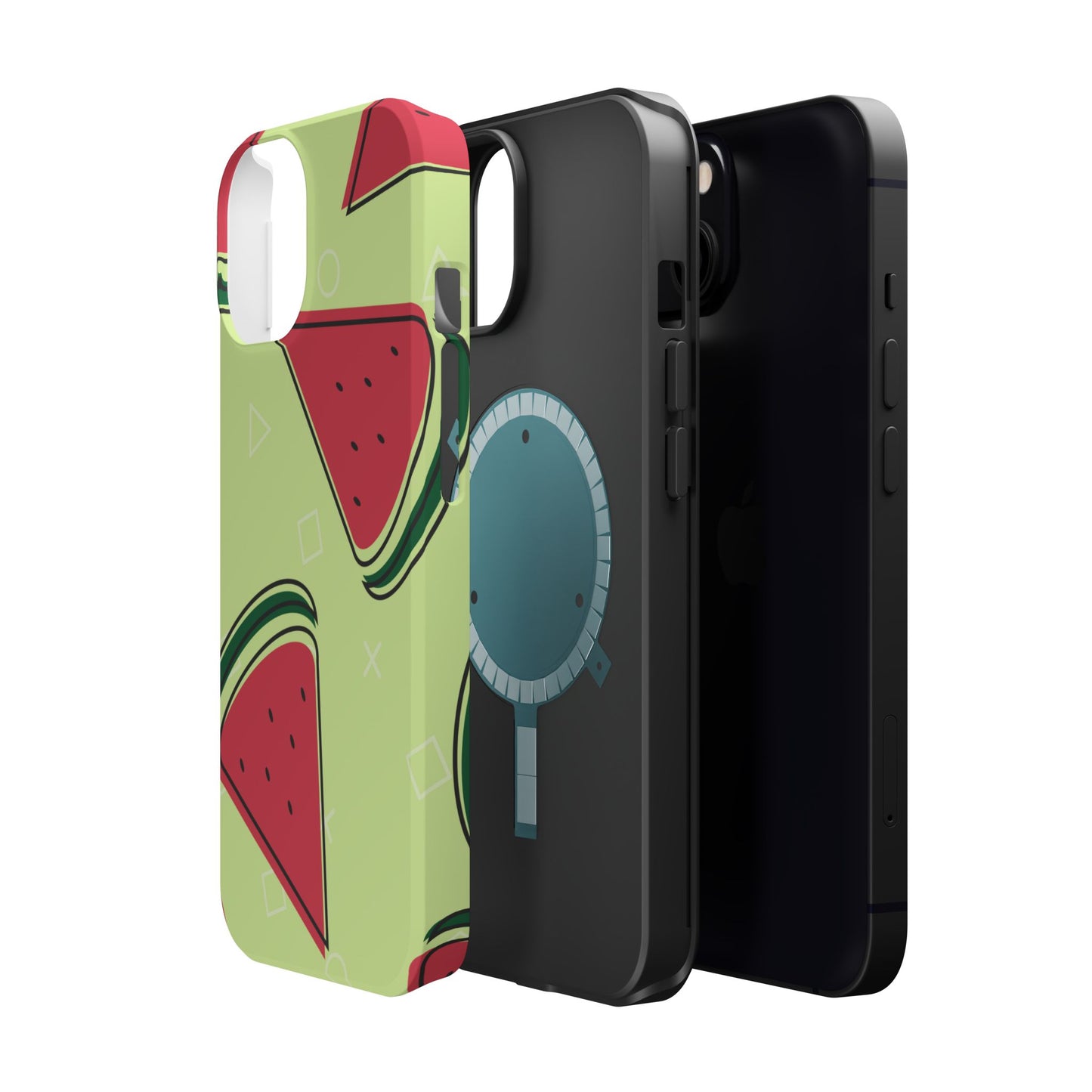 Watermelon Slice MagSafe iPhone Case – Fresh & Fun Design with Retro Geometric Pattern