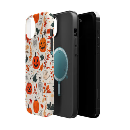 Halloween Pumpkin & Skeleton MagSafe iPhone Case – Spooky Autumn Design