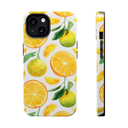 Sunny Citrus Grove Tough MagSafe iPhone Case – Watercolor Orange Design, Dual-Layer Protection