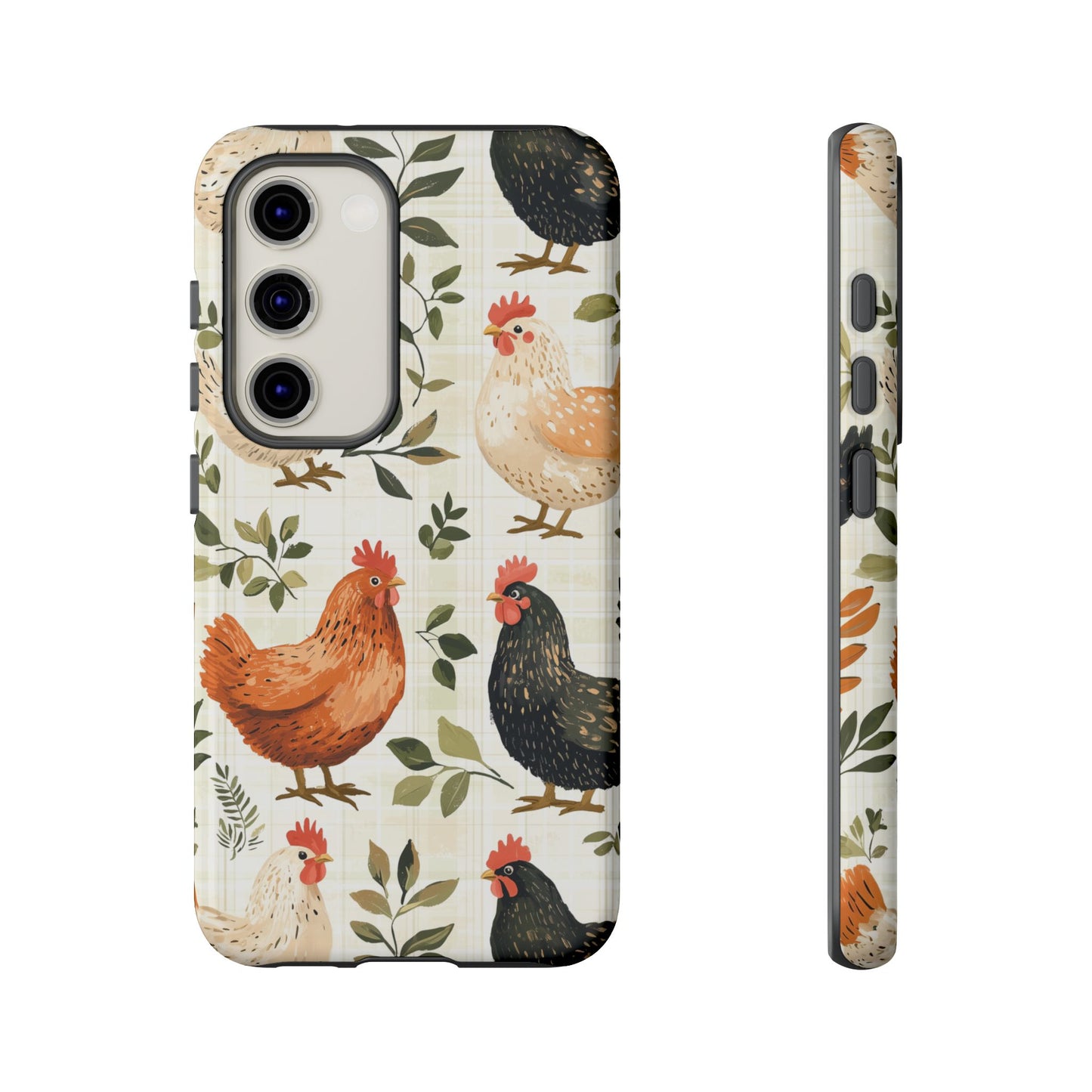 Samsung Galaxy Case: Vintage Chicken Farmhouse Case – Rustic Leaves Design