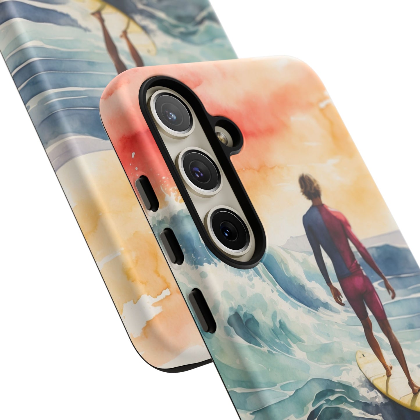 Surfer’s Sunset Wave Samsung Galaxy Case – Vibrant Watercolor Design