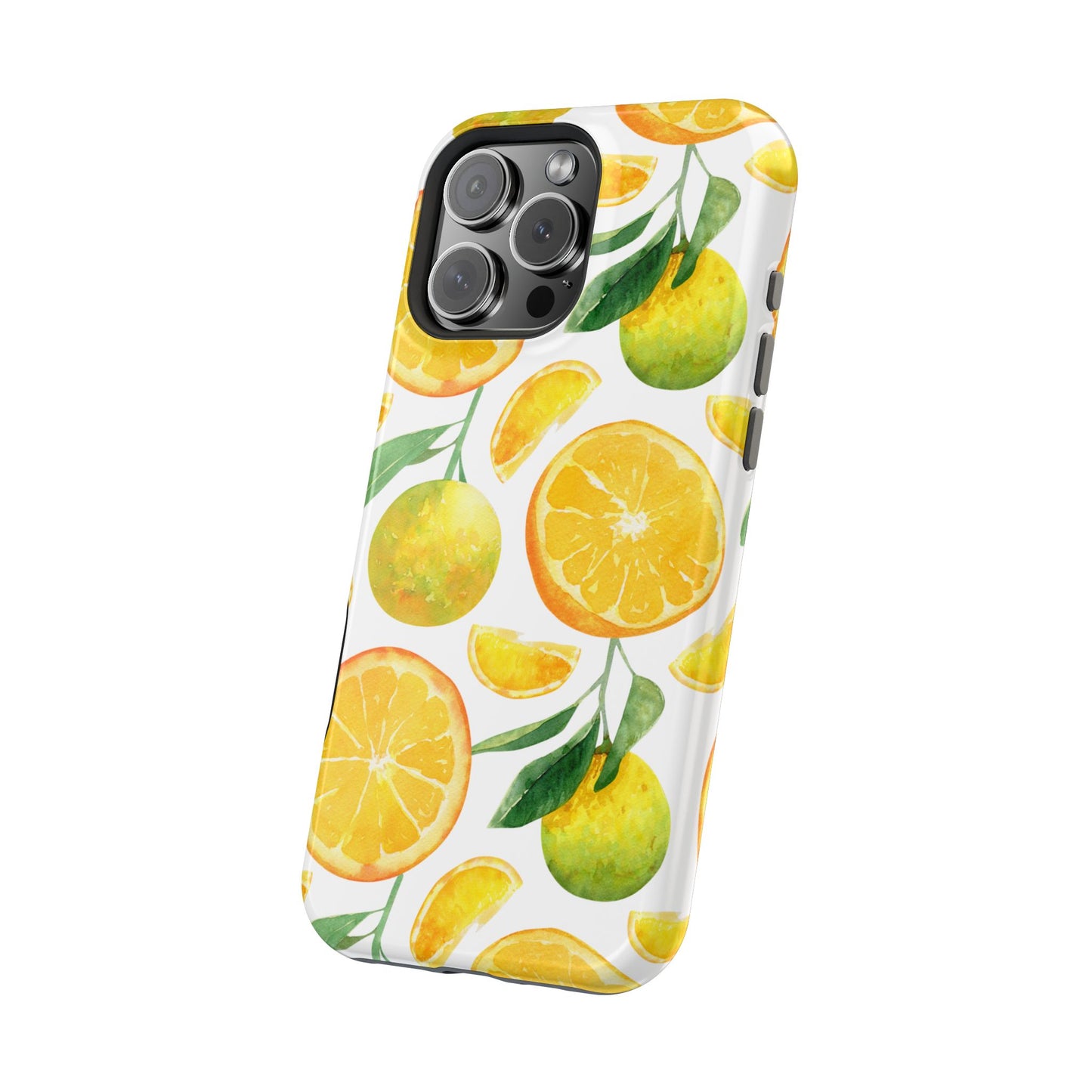 Sunny Citrus Grove Tough MagSafe iPhone Case – Watercolor Orange Design, Dual-Layer Protection