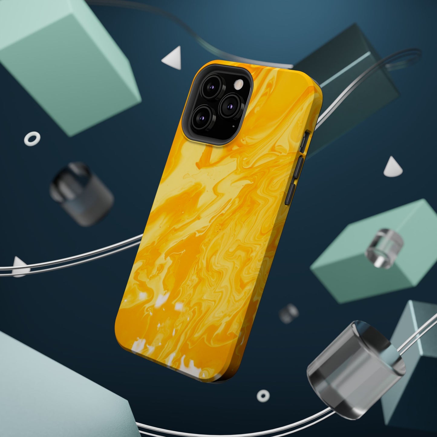 Luxe Yellow Marble MagSafe iPhone Case – Bold Golden Elegance with Magnetic Precision